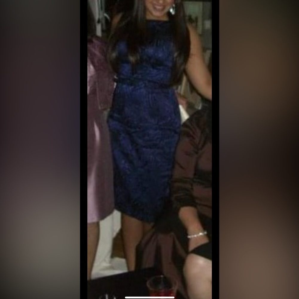 Luxe Blue Sleeveless Sheath Midi Dress